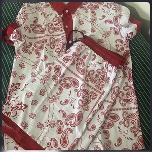 SHEIN Red and White Paisley Set